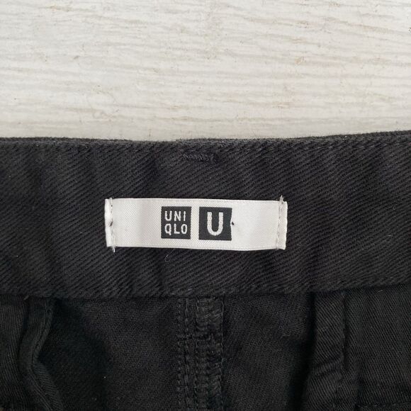 Uniqlo Womens Shorts 29 Waist Black Jean Denim High Waist Boyfriend Classic - Picture 9 of 10